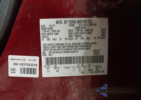 2013 Ford Edge Sel from USA, damaged, VIN 2FMDK4JC3DBC02617